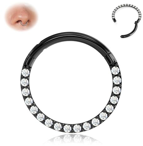 BodyBonita Scharnier CZ Septum Piercing 316L Edelstah Nasenring Creolen für Damen 20G/18G/16G Knorpelohrringe Conch Helix Piercings Schmuck Rook Tragus Lobe Daith 6 mm – 10 mm
