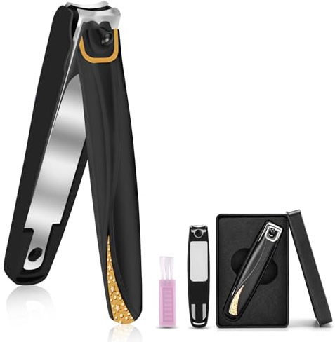 DUAIU Nail Clippers Luxury Zinc Alloy Fingernail and Toenail Clippers Cutters, Nail Clippers for Thick Nails Effortless Nail Cutter for Men & Women with Cleaning Brush