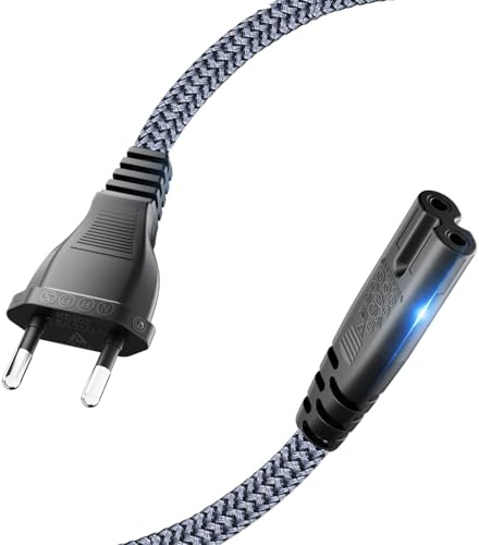 Goalfish 4,5m Stromkabel 2 Polig Typ C Eurostecker auf C7 Buchse, Nylon | Robust,Euro-Netzkabel Kleingerätekabel Euro 8 mit VDE,für PS5 PS4 PS3 Xbox Serie X/S,TV,Blu-Ray,Haushaltsgeräte und Netzteile