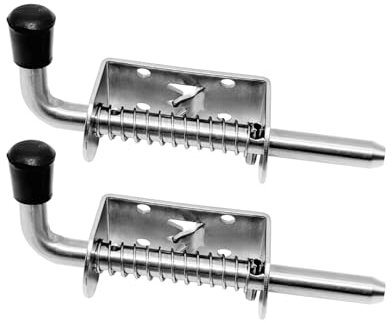 Torriegel, 2 Stück Federriegel Edelstahl 304, Federriegel mit Gummigriff, Schieberiegel, Torriegel mit Feder,Garagentore, Fenster, Türen als Sicherheitsriegel (10mm x 128mm)