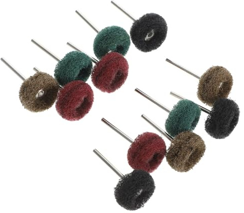Alipis 12pcs Buffing Wheels with 3mm Shank for Drill, Heavy Duty Scouring Pad Material, Compact and Portable Design, Fine Polishing Effect for Metal, Wood, Ceramic Surfaces, for DIY