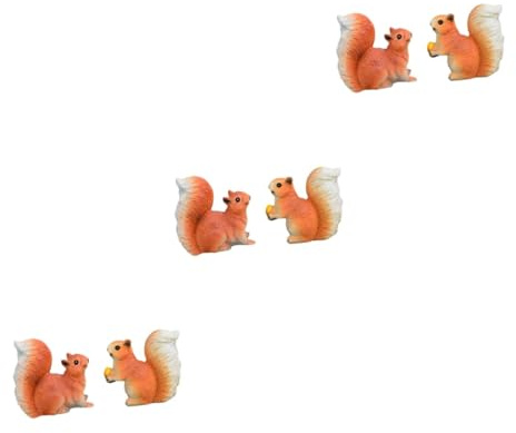 TOYANDONA 3 Series Mini Adorno De Ardilla Figuras Adornos De Césped Al Aire Miniatura Decoración De Accesorios para Jardines De Hadas Relleno Micro Animales Naranja 2 Piezas X 3
