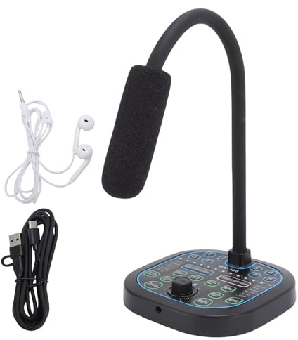 Kikumi Handheld Microphone Voice Changer 16 Sound Effects Voice Changer Disguiser for Game Recording Phone Computer PC Laptop