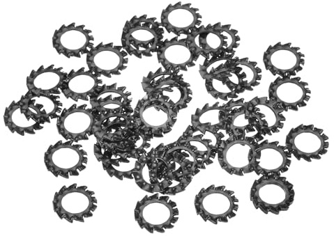 sourcing map 50 arandelas de bloqueo de dientes externas, arandelas de bloqueo dentadas de acero al carbono M6 para tornillos de equipo mecánico, color negro