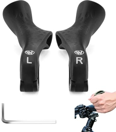 HUVZOR 1 Paar Ergonomische Lenkerhörnchen für MTB Griffe, Mountainbike Lenkerenden, Fahrrad Lenkerenden Ergonomische, Bequeme Fluoreszenz Fahrrad Lenkerenden, Für 21,8–22,2 mm(Schwarz)