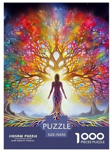 Tree of Life 1000 Piece Magic Tree of Life Jigsaw Puzzles Handwork Puzzle Educational Challenge Adults Age 12 Years Up - Challenge Edition for Home Decor Gifts 70x50cm/1000pcs