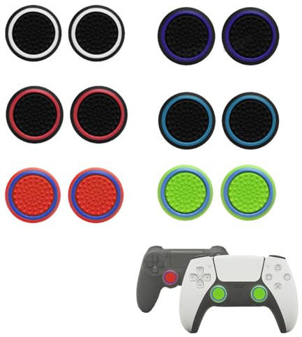 12-Pack 20MM Thumb Grip Caps for XBOX/PS5/PS4 Controller, 6 Colourful Anti-Slip Joystick Caps, Protective Cover Skins for Enhanced Gaming Grip & Control, Durable Rubber