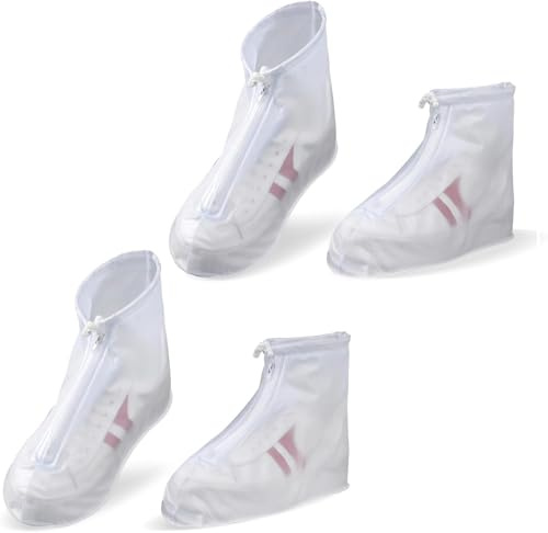 JYSNOW 2 Paires Couvre Chaussure Impermeable, Surchaussures Imperméables, Couvre-Chaussures avec Fermeture Éclair Antidérapantes Réutilisables, pour Jours Pluvieux et Neigeux (XL)