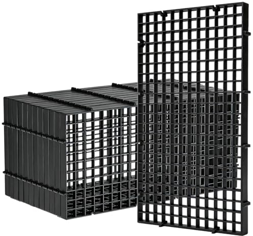 12 Stück Aquarium Trennwand, 30x15cm Kunststoffgitter-Aquarium mit 24 Clip, Hochdichte Aquarium-Gitterplatte, Aquariumgitter, Aquariumteiler für Bodenschutz, DIY-Filtration und Aquascaping, Schwarz
