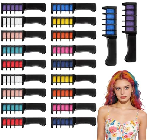 20PCS Hair Chalk Comb, 10 Color Temporary Bright Hair Color Cream Set