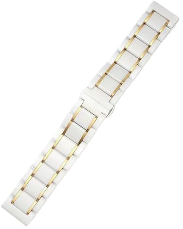 Keramiskt klockarmband 14 mm 18 mm 20 mm 22 mm metallband med snabbkoppling Universal Justerbar(White gold,20mm)