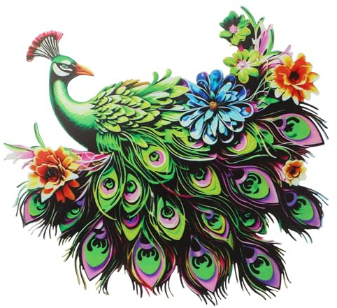Cabilock Iron Peacock Hanging Ornament, Green Metal Bird Wall Art Sculpture for Garden and Home Wall Decoration, Outdoor Hanging Bird Ornament for Patio and Backyard