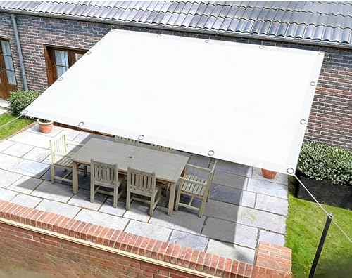 HNBFKD Toldo Vela de Sombra Rectangular Impermeable 2x3.5m - Mallas de Sombreo con Ojales y Cuerdas Prueba de Viento protección UV para Exteriores Terraza Balcon Jardín - Blanco