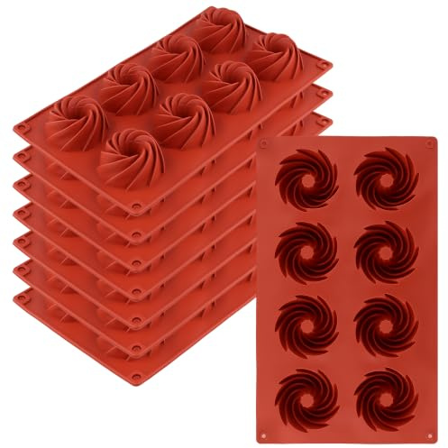 MUKSUET Lot de 8 moules à chocolat en silicone antiadhésifs, 8 cavités Mini Gugelhupf Vortex Moule à pâtisserie pour chocolats, biscuits, pudding et oursons en caoutchouc