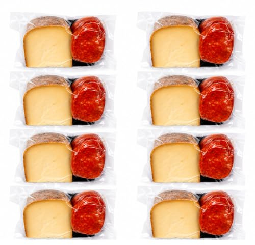 El Paladar Pack Surtido 8 Unidades de Sobrasada y Queso Curado, aperitivo gourmet mediterráneo con leche cruda de vaca y pimentón para tablas y tapas