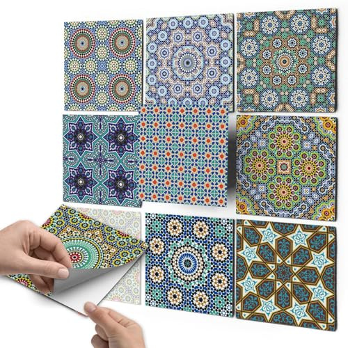 Fliesensticker Dekoraufkleber - CREATISTO Fliesenfolie Fliesenaufkleber I Aufkleber Sticker Klebefolie Fliesen für Küche u. Badezimmer Deko I 15x15 cm - Motiv Orientalisches Mosaik - 18 Stück