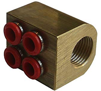 HoWaTech Metall Verteiler Block mit Innengewinde | Anschlüsse für alle 8 mm Warmwasser Fußbodenheizungen, Anschluß:4-fach