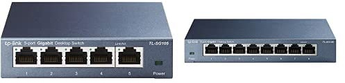 TP-Link TL-SG105 5-Ports Gigabit Netzwerk Switch bündeln mit TP-Link TL-SG108 LAN Switch 8 Port Netzwerk Switch
