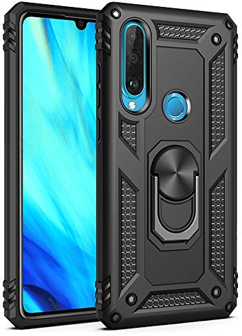 NALIA Panzerhülle für Huawei P30 Lite - Ring-Ständer 360° & Magnet-Halterung Kompatibel - RINGDEFEND (Stoßfestes Outdoor Case) - Marke aus Berlin, Farbe:Schwarz