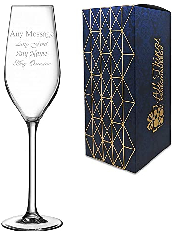 Personalised Engraved 5.5oz Mineral Champagne Flute, Gift Boxed, Perfect for Prosecco Lovers and Any Occasion