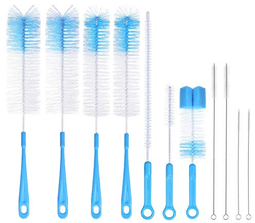 Vicloon Flaschenbürste, 11 Stück Reinigungsbürste, Bottle Brush Set, Long Handle Stainless Steel Bottle Cleaner Brush zum Waschen von schmalen Hälsen, Glas, Hydroflaschen