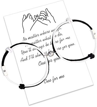 2pcs magnetische gegenseitige Anziehung Paar Armbänder handgemachtes Seil geflochtene passende Armbänder Freund Freundin Geschenk (Sun-moon black and white bracelet)