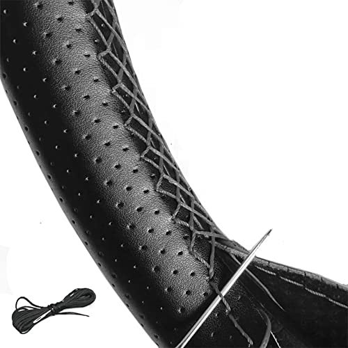 Vintree Cubierta de Volante de Cuero de Microfibra Negro Bricolaje Cubiertas del volante en el volante del automóvil con aguja e hilo Accesorios de interior Coche Fundas Para Volante Comodidad (negro)