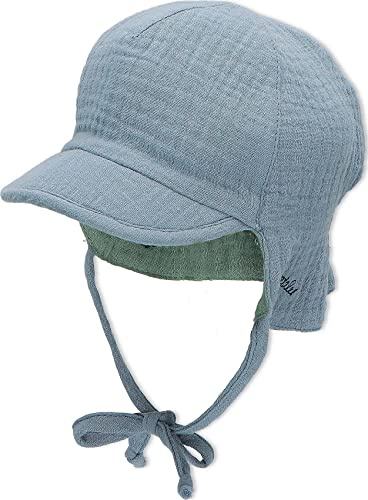Sterntaler Skärmmössa för pojkar med nackskydd Bluegrey solhatt, Ljusblå, 45