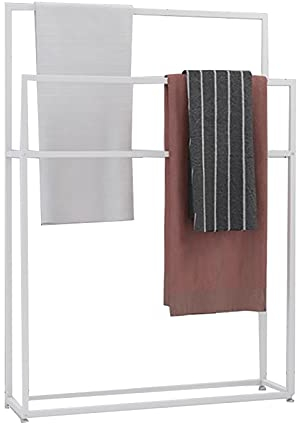 Freistehender Handtuchhalter Badezimmer, 4 Bar Metall Handtuchtrockner, Pool Handtuchhalter Outdoor Handtuchhalter Stand, Rostbeständig, Einfach zu montieren,Weiß,85 * 20 * 110cm
