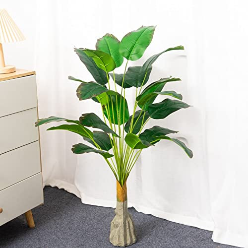 ZAW Pflanzen 100 cm 24Heads Künstliche Bananen Baum Große Tropische Pflanzen Gefälschte Palm Blätter Kunststoff Monstera Blätter Musa Baum for Herbst Dekor Artificial Pflanzen