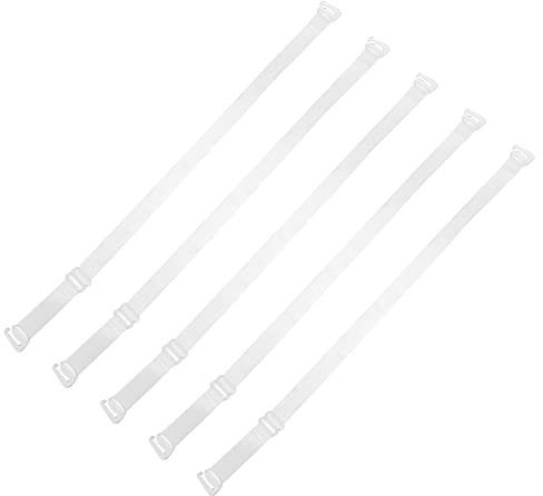 VALICLUD 10 Pairs Adjustable Transparent Bra Straps Clear Non-Slip Invisible Replacement Shoulder Straps for Women Off-Shoulder Dresses and Tops 15 Inch