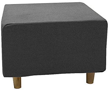 Highdi Ottomane Schonbezug Hockerbezug, Hocker Hussen für Quadratische Fußhocker, Stretch Bezug Ottomane Abdeckung Überzug Hocker Protector Waschbar Hockerabdeckung (S,Jacquard grau)