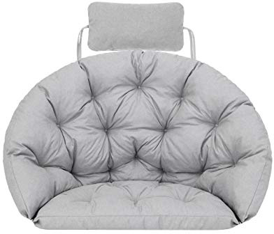Bjird Hängesessel Kissen, Polster, Auflage für Polyrattan & Rattan Hängeschaukel, Sitzauflage für Hängekorb mit Rückenkissen - Asche