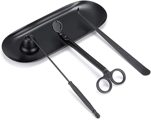 Canirologas 4 in 1 Candle Tools Set, Candle Wick Trimmer, Candle Cutter, Candle Snuffer, Candle Wick Dipper Accessory Set (black)