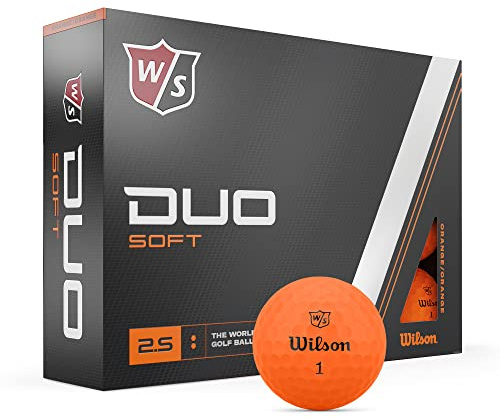 Wilson Duo Soft Golfbälle, Sanftes Spielgefühl und dynamische Energie, Geschwindigkeitssteigerung mit präzisem Flugdesign, Orange, 12er Pack