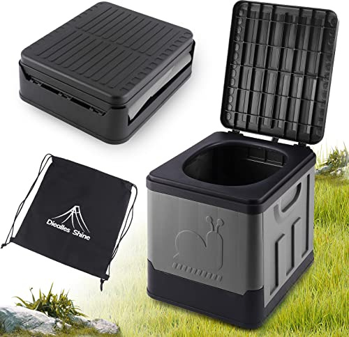 Diealles Shine Toilette Portable, Toilette Seche Camping pour Hommes et Femmes, Toilette Camping Pliables, WC Portable pour La Randonnée Les Excursions, Gris