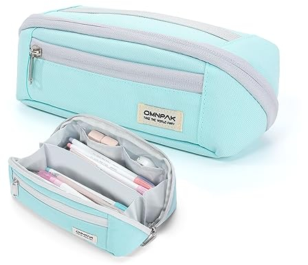 Omnpak Federmäppchen, große Kapazität,mit Tragegriff,Schule Büro Jungen Mädchen,Jugendliche mit Reißverschluss Unisex Schreibwaren,Lagerung,verschütten,resistent Kratzfest