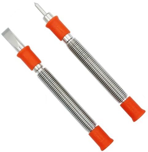 2-Piece Hammerless 5/16-Inch Cold Chisel and 1/8-Inch Center Punch Set | Spring Loaded Rivet Removal Set for Metal Wood