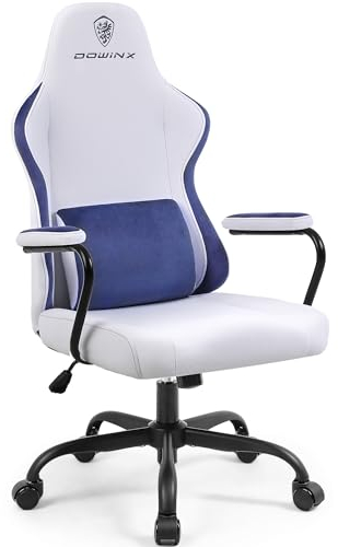 Dowinx Gaming Stuhl Stoff für Erwachsene, Ergonomische Computerstuhl mit Lendenwirbelstütze, Recline Bürostuhl Gaming-Schreibtischstuhl für Kinder Blau