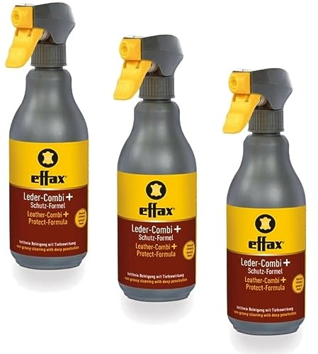 RL24 Effax - Leder-Combi + Schutz-Formel – 3 x 500 ml Spray (3er Set) | Reinigende Lederpflege – nimmt Schmutz, Dreck & Fett auf – Lederreiniger mit milden Tensiden – Pflege ohne zu fetten