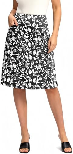 Viodia 25 Knee Length Skorts Skirts for Women with Zipper Pockets Stretchy Modest Aline Midi Skort for Casual Summer Travel