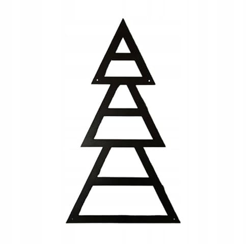 STALFORM Árbol de Navidad de metal negro para colgar, 80 cm x 45 cm, decoración de Navidad para exteriores, decoración de pared
