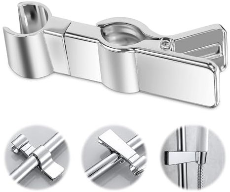 ZITUZY Klemme Duschkopfhalterung, Verstellbar Duschkopfhalter, Kein Bohren der Duschhalterung erforderlich, für Handbrause Oder Badezimmerduschkopf 20-29 mm Duschstange (Silber)