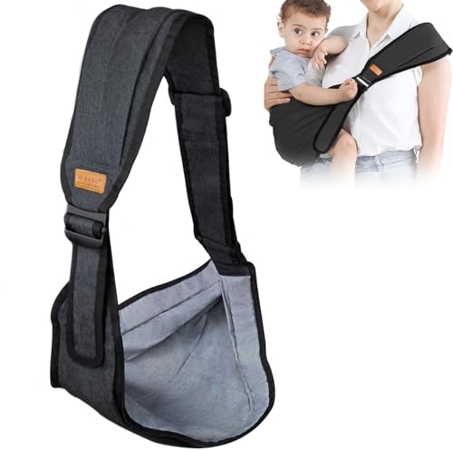 Babytragetuch, Babytrage Seitlich, Kindertrage Seitlich, Leichte Babytrage Neugeborene ab Geburt, Multifunktionale Tragegurt Baby für Babys von 0 bis 36 Monaten (Schwarz)