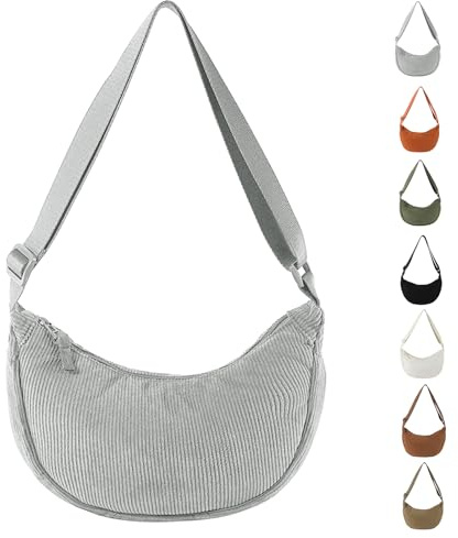 GoPaw Borsa di Velluto a Coste per Donne, Mezzaluna Hobos Crossbody Impermeabile e Leggera con Tracolla Regolabile per Viaggio