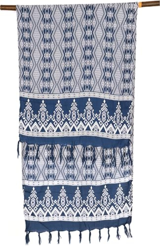 GURU SHOP Bali Sarong, gonna avvolgente, abito Sarong, sciarpa, uomo/donna, blu, sintetico, taglia: unica, rombo/blu scuro, Taglia unica