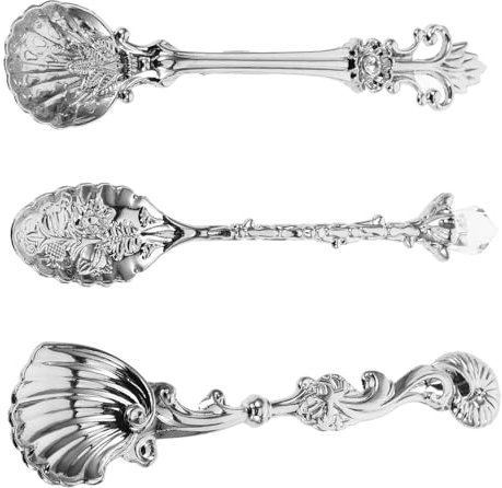 Garneck Set of 3 European Honey Dessert Spoons Multi-Function Metal Scoop Compact Portable for Home Party Use