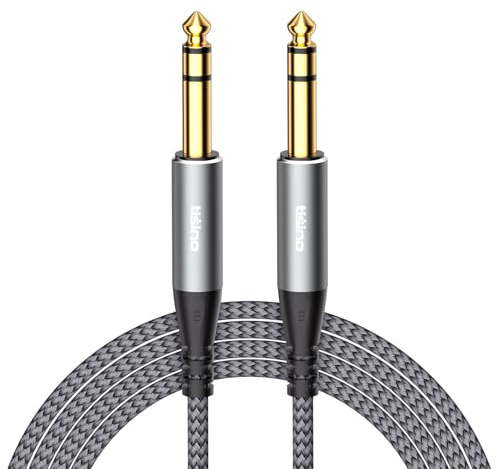 Tisino Cavo Jack TRS da 6,35mm - 1M, Cavo audio da 6,35mm maschio stereo bilanciato professionale e per chitarra per monitor da studio/mixer/altoparlanti