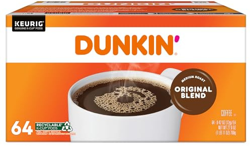 Dunkin' Donuts Single-Serve Coffee K-Cup® Pods, Original Blend, Medium Roast, Carton Of 64 Pods
