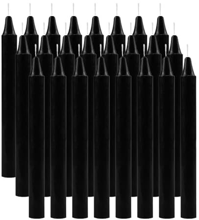 Scentoria 24er Stabkerzen, Premium Schwarze Kerzen, Kerzen Schwarz Ø 1,2 cm · 16 cm, Kerzen Schwarz, Stabkerzen Schwarz Lang, Geruchlos Stabkerze für Tisch dekoration, Bankett, Hochzeit